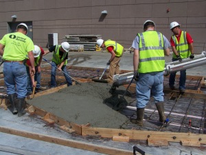 Students from Pittsburg State University construct a concrete tilt-up panel. Photo courtesy of Dr. Randall Timi.